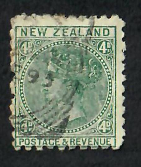 NEW ZEALAND 1882 Victoria 1st Second Sideface 4d Green. Second setting in Brown-Red. Trapps Waterproofs. - 3953 - Used