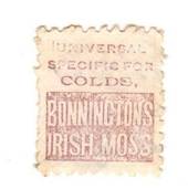 NEW ZEALAND 1882 Victoria 1st Second Sideface 2d Mauve. Perf 10. Secnd setting. Universal Specific for Bonnington's Irish Moss.