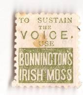 NEW ZEALAND 1882 Victoria 1st Second Sideface 1d Rose. To Sustain the Voice Bonningtons Irish Moss. Perf 10. In green. - 3969 -