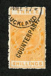 NEW ZEALAND 1887 Victoria 1st Long Type Fiscal 3/- Orange-Yellow. Counterpart. Unpunched. - 39774 - Fiscal