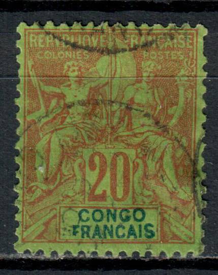FRENCH CONGO 1892 Definitive 20c Red on green. - 39845 - VFU
