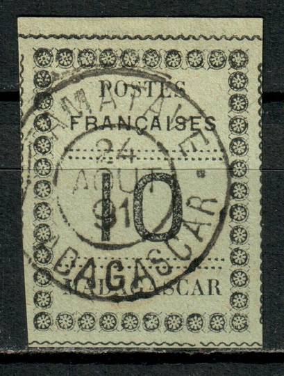 FRENCH POST OFFICES IN MADAGASCAR 1891 Definitive 10c Black on blue. Not full margins but attractive with a lovely postmark. - 3