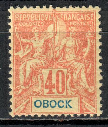 OBOCK 1892 Definitive Tablet 40c Red on yellow. A slight hinge mark. - 39933 - LHM