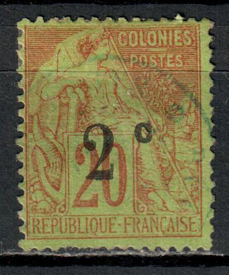 REUNION 1894 Surcharge 2c on 20c Red on green. First setting. No stop after "c". Unlisted. - 39954 - FU