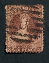 NEW ZEALAND 1862 Full Face Queen 6d Brown. Cancel bars but frames the face. - 39990 - Used