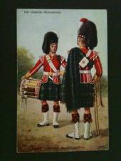 Coloured postcard by Valentines of the Gordon Highlanders, Drummer and Bandsman. Art card. - 40025 - Postcard