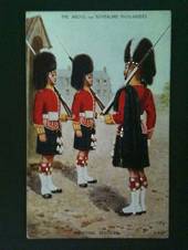 Coloured postcard by Valentines of the Argyll and Sutherland Highlanders, Relieving Sentries. Art card. - 40026 - Postcard