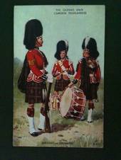 Coloured postcard by Valentines of the Queen's own Cameron Highlanders, Sergeant and Drummers. Art card. - 40036 - Postcard