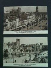 Two Postcards of Rhems taken from d'Erlon Place before and after the War. - 40050 - Postcard