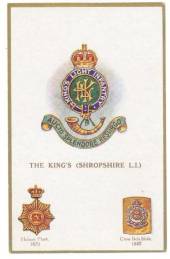 Coloured postcard in excellent mint condition of The King's (Shropshire LI). - 40054 - Postcard