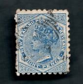 NEW ZEALAND 1882 Victoria 1st Second Sideface 8d Blue. Perf 10. 3rd setting in Brown-Purple. Poneke Beef Extract. - 4006 - FU