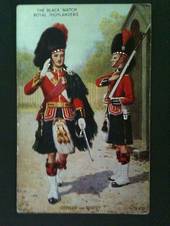 Coloured postcard by Valentines of the Black Watch Royal Highlanders, Officer and Sentry. Art card. - 40062 - Postcard