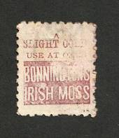 NEW ZEALAND 1882 Victoria 1st Second Sideface 1/- Red-Brown. Perf 10. 3rd setting in Red to Brown-Red. Bonningtons Irish Moss. F