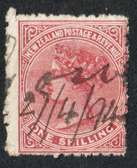 NEW ZEALAND 1882 Victoria 1st Second Sideface 1/- Red-Brown. Perf 12x11½.  3rd setting in Red to Brown-Red. Creases Coffee. Fisc