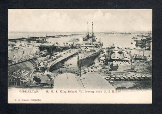 GIBRALTAR Early Undivided Postcard of HMS King Edward VII leaving the dock. - 40214 - Postcard
