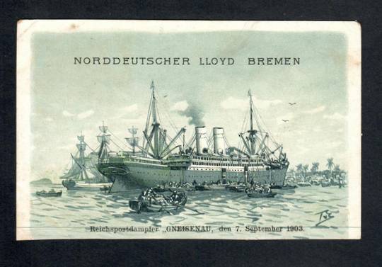 Postcard of of and from Gneisenau 7/9/1903 written from Genoa to New Zealand. - 40216 - Postcard