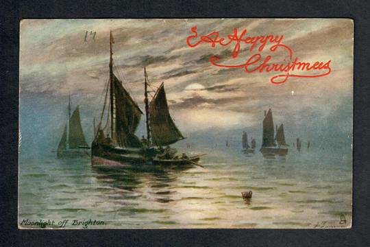 Coloured postcard of "Moonlight off Brighton". - 40238 - Postcard