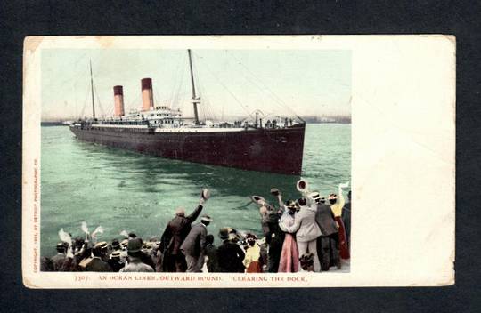 USA Early Undivided Coloured Postcard of an Ocean Liner Outward Bound. By Detroit Photographers. - 40262 - Postcard