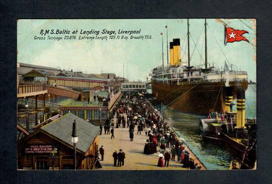 ENGLAND Coloured Postcard of RMS Baltic at Landing Stage Liverpool. - 40289 - Postcard