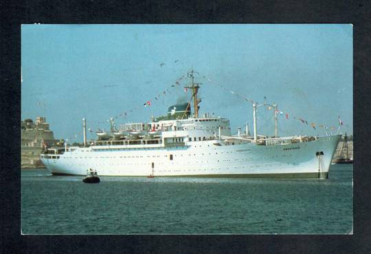 Coloured postcard of MV Anastasis. - 40291 - Postcard