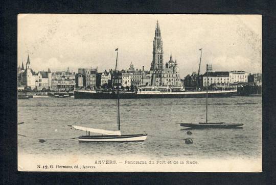 BELGIUM Postcard of Anvers. Panorama du Port et de la Rade.  Prominently features a Ship in port and Yachts. - 40302 - Postcard