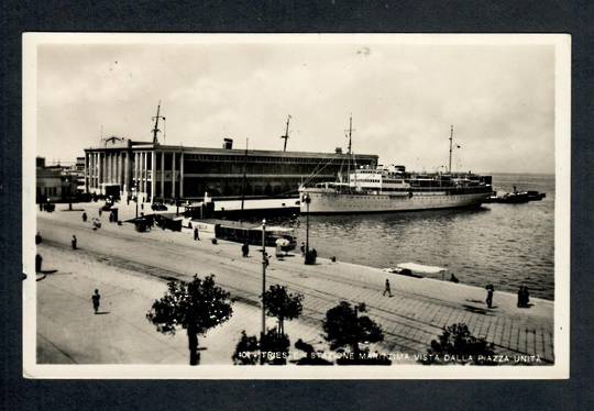 Real Photograph of Ship in port at Trieste in 1945. - 40313 - Postcard