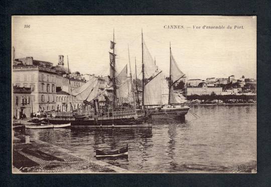 FRANCE Sepia Postcard. Vue d'ensemble du Port Cannes. - 40317 - Postcard