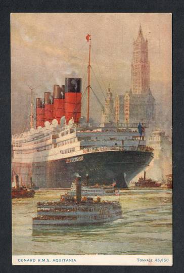 Coloured postcard of RMS Aquitania. - 40323 - Postcard