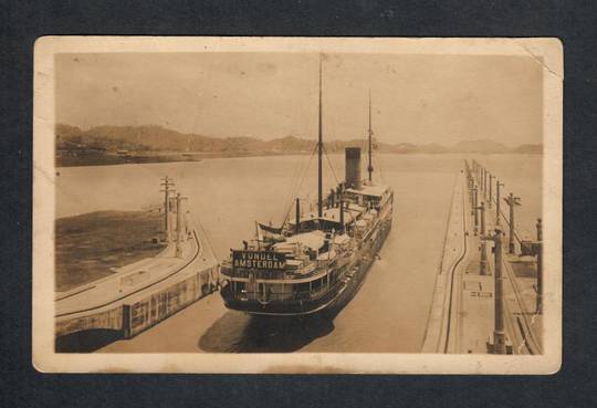 Real Photograph of the Vunuel Amsterdam entering Gatun Lock. Poor condition. - 40361 - Postcard