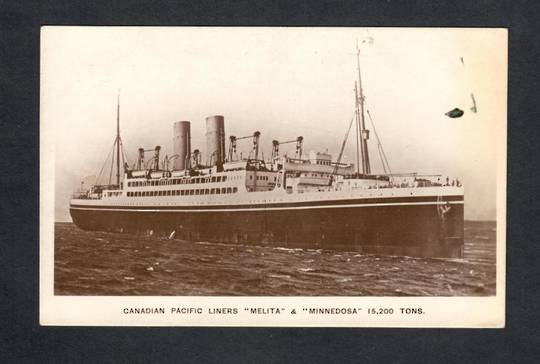 CANADA Real Photograph of Canadian Pacific Liner Melita or Minnedosa. The wording would imply that it is a production shot. - 40