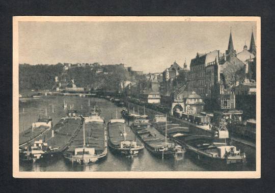 GERMANY Postcard Koblenz Moselhafen. Striking picture of barges. - 40379 - Postcard