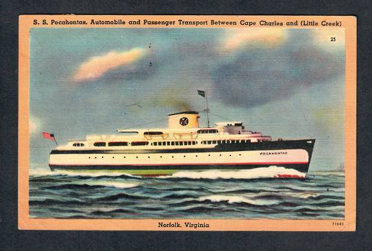 USA Coloured postcard of S S Pocahontas Norfolk Virginia. - 40430 - Postcard