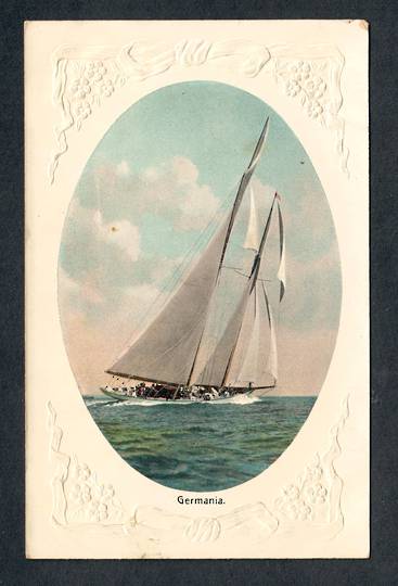 Coloured postcard of (the Yacht) Germania. - 40455 - Postcard