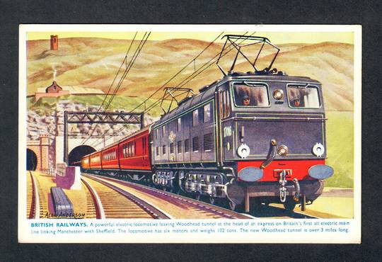 GREAT BRITAIN Coloured postcard of Electic Locomotive leaving Woodhead Tunnel. - 40531 - Postcard