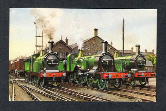 GREAT BRITAIN Coloured postcard of the Up Express changing Engines at Grantham Stirling 2-2-2 No 236 4-2-2 no 53 and 2-4-0 No 70