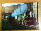 Coloured postcard of Norwegian State Railways 2-6-0 Class 21c #377 at Loughborough. - 40641 - Postcard