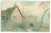 Coloured postcard of a Painting of House and Bridge. Although unidentified it is so delightful. - 40781 - Postcard