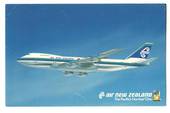 Coloured advertising postcard of Air New Zealand Boeing 747. - 40835 - Postcard