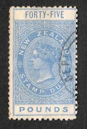 NEW ZEALAND 1880 Victoria 1st Long Type Fiscal £45 Blue with beautiful circular DEPT cancel. Unpunched. Superb item. - 4100 - VF