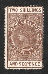 NEW ZEALAND 1882 Long Type Postal Fiscal 2/6 Brown. Deeper colour. - 4117 - MNG