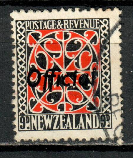 NEW ZEALAND 1935 Pictorial Official 9d Maori Panel.  Perf 14x15. Multiple watermark. Overprinted in Black. - 4179 - VFU