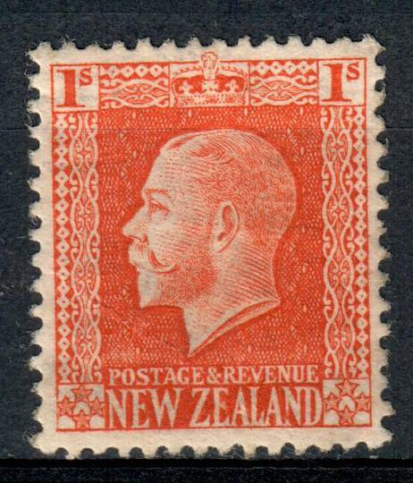 NEW ZEALAND 1915 Geo 5th Definitive 1/- Vermilion. Cowan paper. Perf 14x13½. Watermark 7. - 4190 - UHM