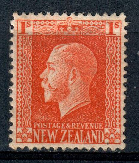 NEW ZEALAND 1915 Geo 5th Definitive 1/- Vermilion. Cowan paper. Perf 14x14½. Watermark 7. - 4191 - UHM