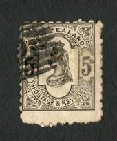 NEW ZEALAND 1882 Victoria 1st Second Sidefaace 5d Olive-Black. Perf 10. Advert Lattey Livermore. - 4204 - used