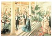 Coloured postcard of fine drawing of The Ritz Palm Court London. - 43753 - Postcard