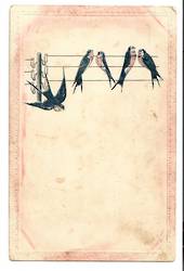 Delicate art card of swallows. Tired. - 43761 - Postcard