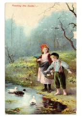 Art card. Feeding the Ducks. - 43765 - Postcard