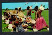 FIJI Coloured postcard of Meke Wesi. Spear Dance. - 43827 - Postcard