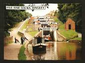 Modern Coloured Postcard of Five Ruse Locks Bingley. - 440038 - Postcard