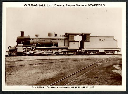 Steam Locomotive Manufacturers W G Bagnall Limited Quote card Type E2600. Fine photograph. - 440676 - Postcard